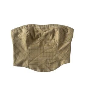 Free People Beige Checkered Crop Top